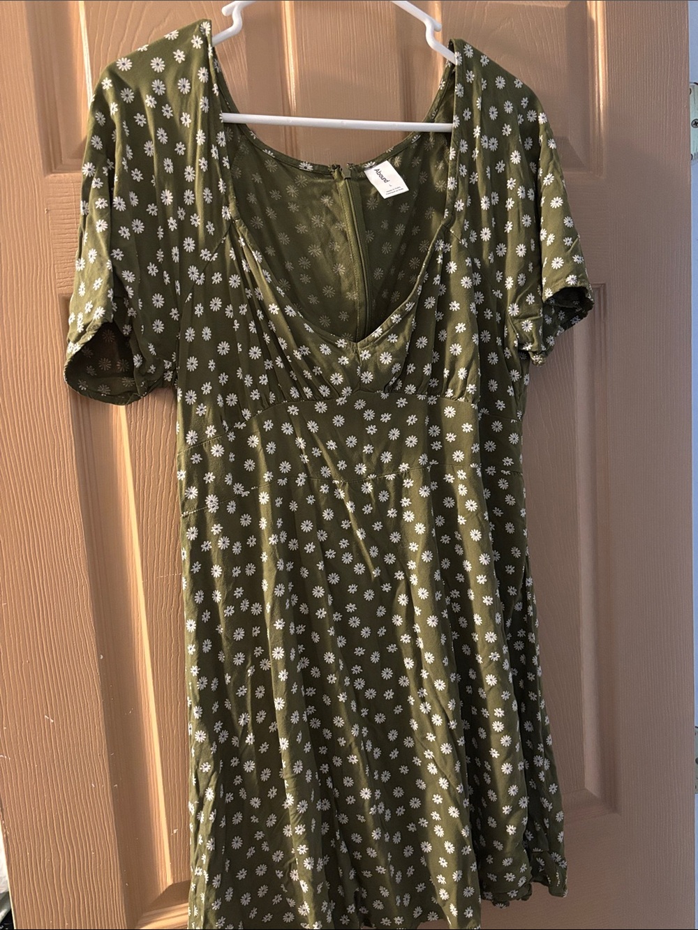 Women's Olive Green Floral Mini Dress